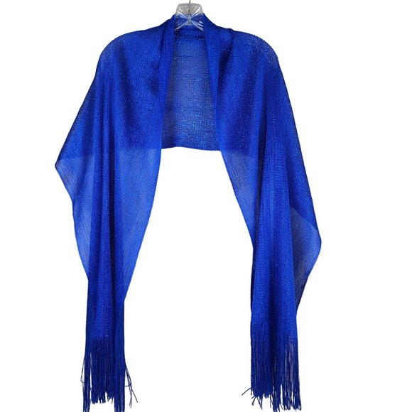 Unbranded Accessories - Women's Scarf  Formal Shawl Glittery Solid Royal Blue 68X22 Covering Wrap